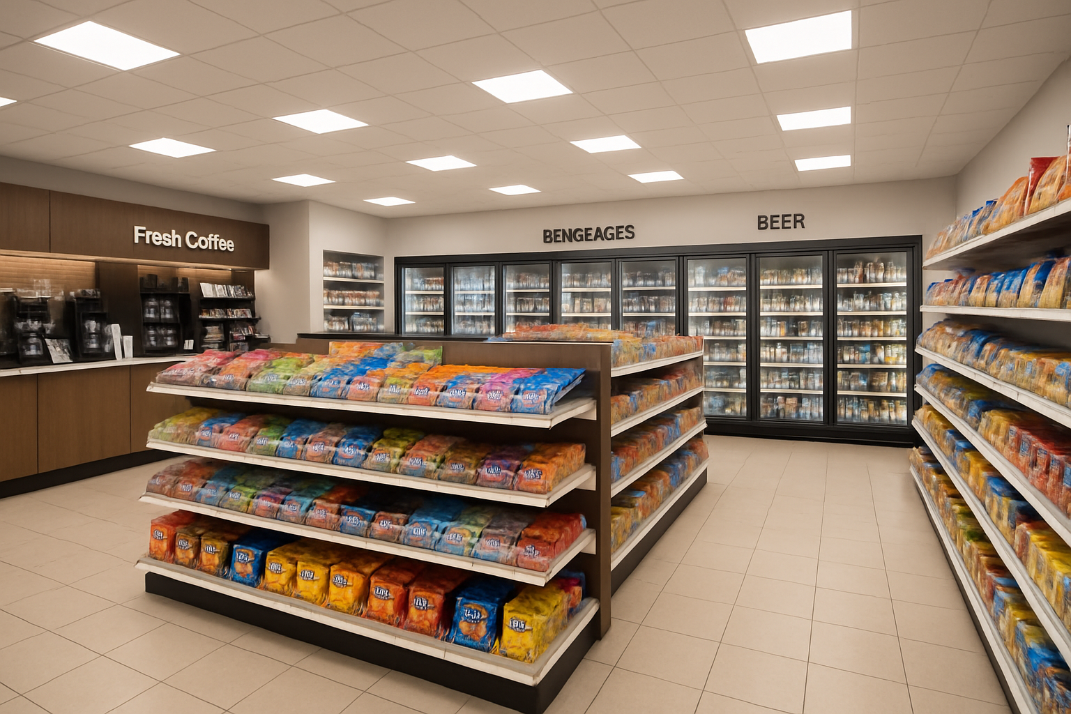 Clean convenience store interior