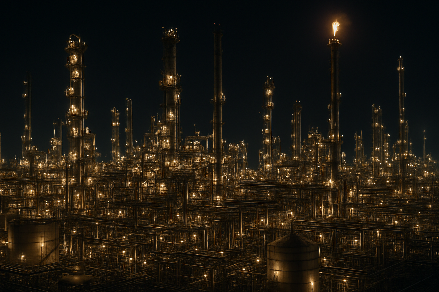 Oil Refinery at Night